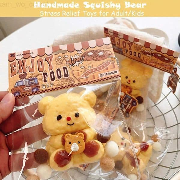 1 Pc Butter Bear Squishy Toy Stress Relief Squeeze Toy Fidget Toys Anxiety Reliever Relaxing Hand Toy for Kids Adults Fashion St H260313