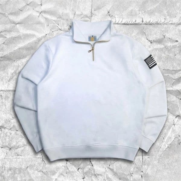 Y2K Retro Zipneck Sweatshirt Embroidery Quarterzip Pullover Hoodie American Old Money Classic Streetwear Unisex Clothing 260311