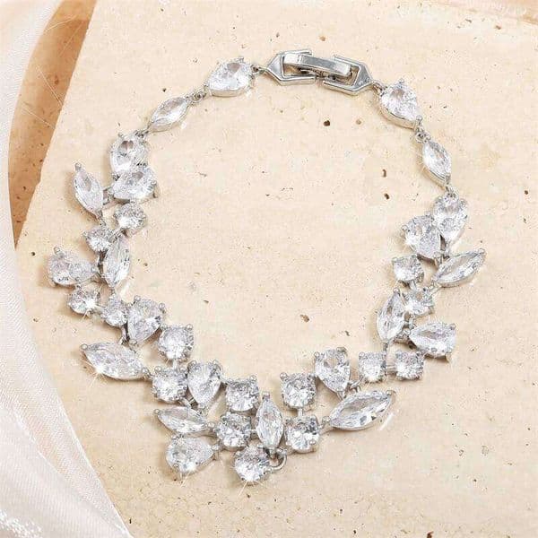 ZAKOL Luxury Shiny AAA CZ Charm Bracelet for Women Elegant Bridal Sliver Color Wedding Jewelry Z260313