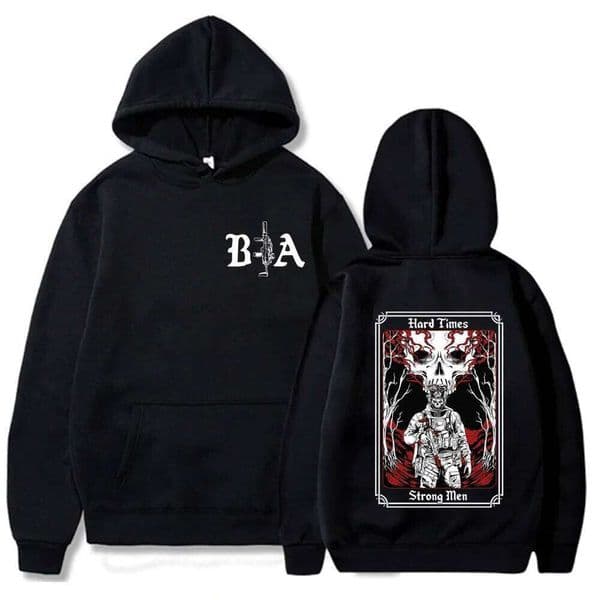 Autumn and winter sweatshirt hard times print men's street casual fashion warm long-sleeved hoodie outdoor sports shirt Z260314