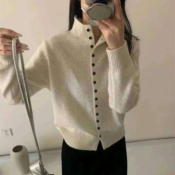 Soft Comfortable Stand-Up Collar Sweater Cardigan Women Simple Single Breasted Cardigans Coat Autumn Winter Knitted Outerwear Z260313