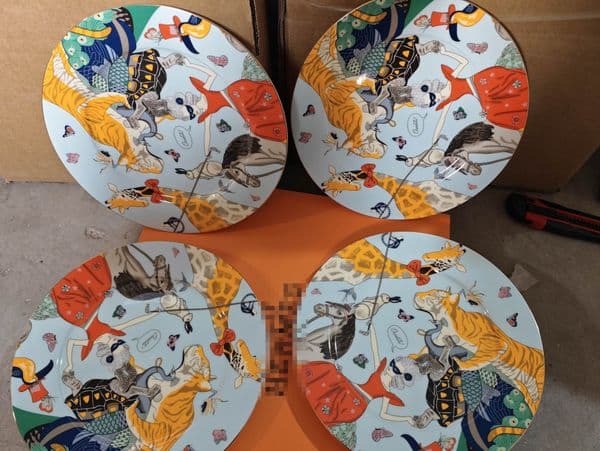 Premium European Style Bone China Plate Set of 4, 8-inch, Stylish and Elegant, Perfect for Home, Office, Parties, or Gift Giving, Durable
