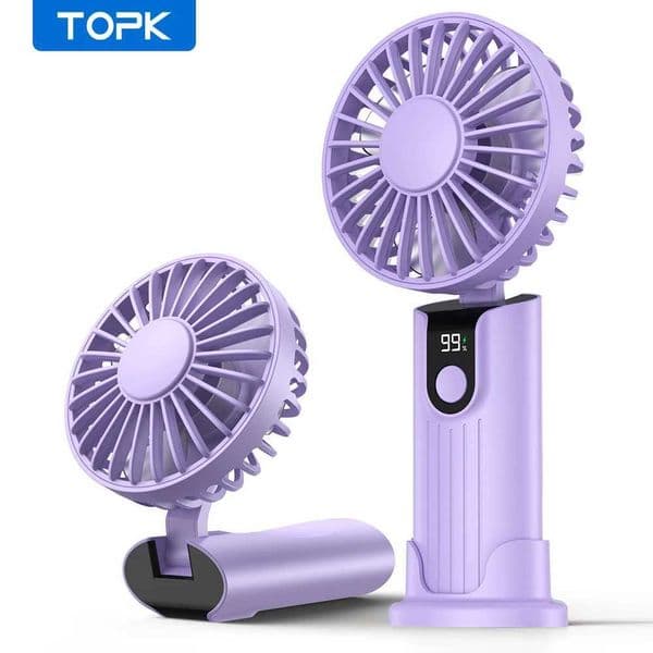 TOPK K38 Portable Handheld Fan5000mAh 3 in 1 Multifunction Personal Travel Neck Fan with Digital Display90 Foldable Desk Fan D260313
