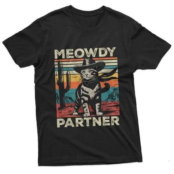 Meowdy Partner Cat Cowboy Hat Howdy Funny Country Western T-Shirt J260312