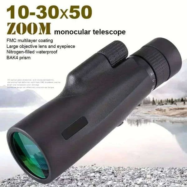10-30x50mm Long Range Monocular Stepless Zoom Telescope for Outdoor Hunting Exploration Gadget 26Y0313