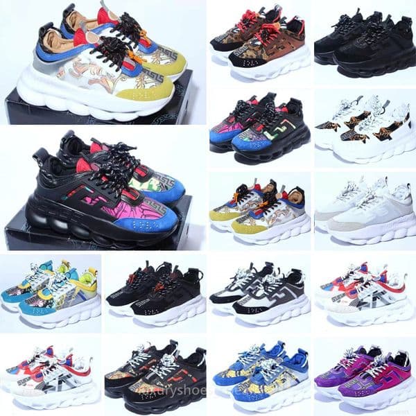 Chain Reaction Casual Shoes Italy Reflective height sneakers triple black multi-color suede red blue fluo tan luxury designer womens mens Trainers