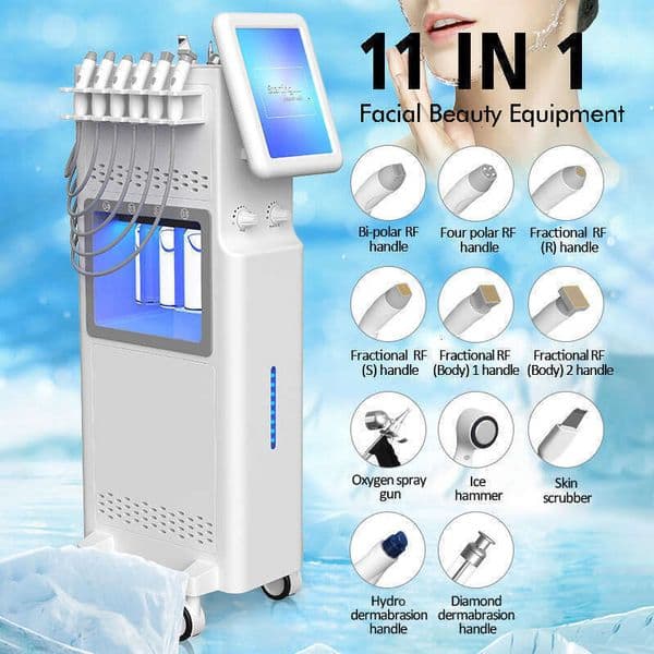 11 In 1 Face Dermabrasion Beauty device RF Skin Elasticity Strengthening Face Faceting Oxygen Jet Smoothing Blackhead Dark Circle Remove Instrumen