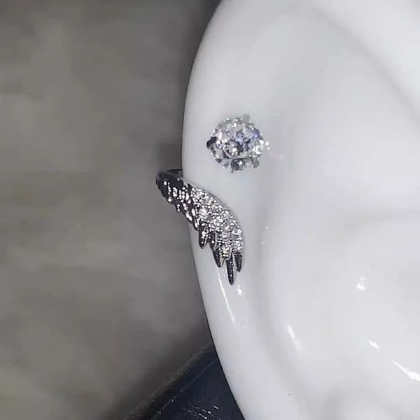 LATS 1pcs Silver Color Wing Ear Bone Nail for Women Fashion Zircon Earrings Accessories Jewelry 260309