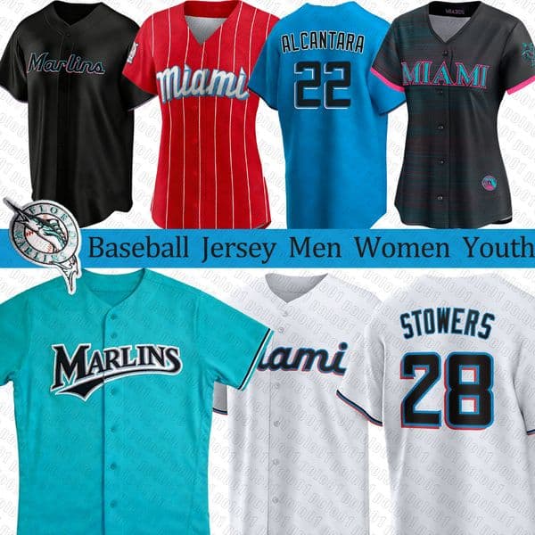 Sandy Alcantara Marlins Baseball Jersey MiamiCity Kyle Stowers Otto Lopez Connor Norby Eury Perez Xavier Edwards Brian Anderson Jorge Soler Luis Arraez Jerseys