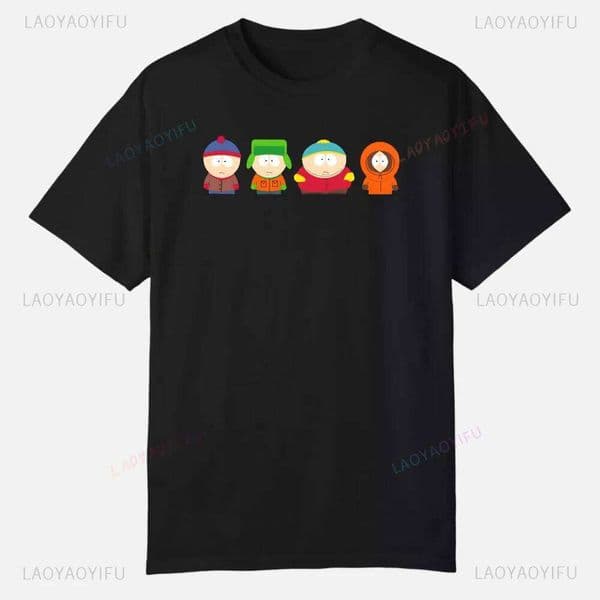 S-South Park Custom Clothes Funny Tops Printed Cotton Short Sleeve Plain Tees Clothing Men Streetwear Graphic T-shirt Quality Q260312
