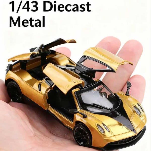 Bagged 1/43 scale gold pullback racing car die-cast metal three doors that open Exquisite boy toy mini pocket toy car X260313
