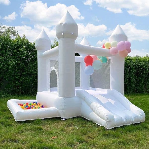 Free Shipping Children's Entertainment White Inflatable Bounce Castle with Asphalt Pool - Ideal for Weddings and Parties