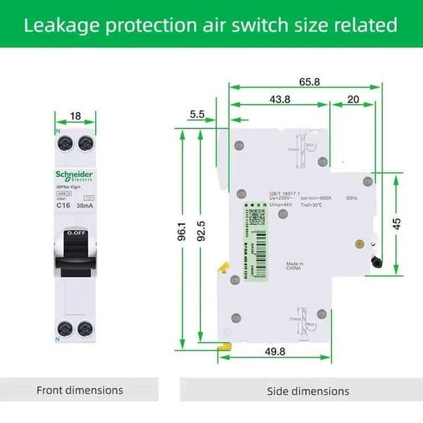 Schneider Electric Integrated leakage protection Circuit Breaker 1PN iDPNa Vigi C32 C10 C25 30mA Air Switch 1PN 16A A9d93620 X260313