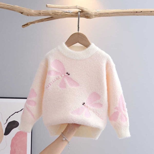 2026 New Women's Knits & Tees Girls' Sweater Base Knitwear Stylish Thickened Imitation Mink Velvet New Autumn Winter Pullover For Toddlers And Young Girls Desig