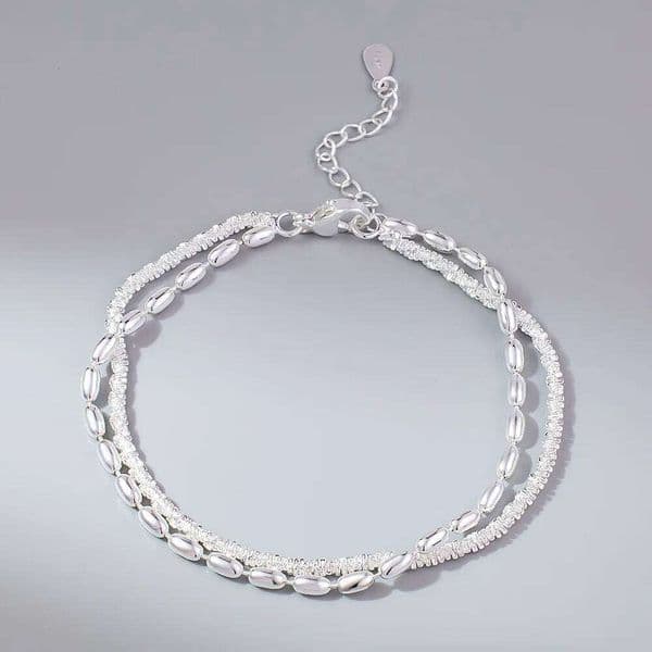 New 925 Sterling Silver Sparking Starry Sky Bracelets For Women Girls Vintage Double Layer Chain Bracelet Party Jewelry Z260313