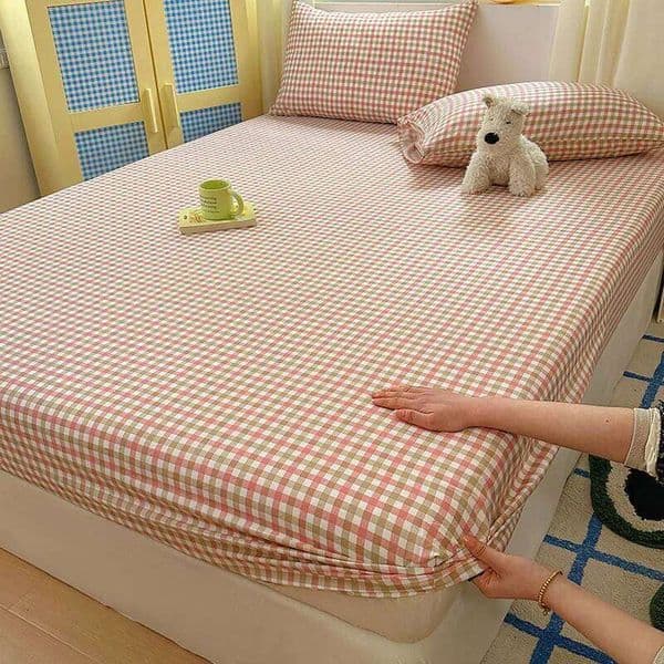 1PC Plaid Style Fitted Sheet Skin-friendly Cover Elastic Bedsheet for Girls Boys Room Couvre Lit Home Bed Linen 26H0312