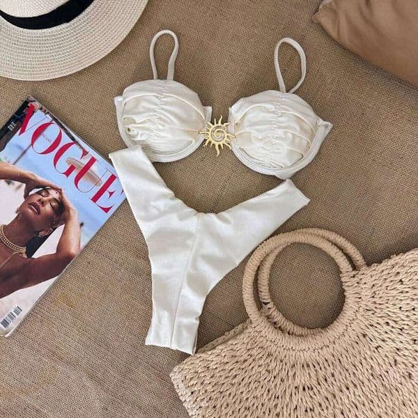 Sexy 2025 Push Up Bikini Set Two Piece Swimwear High Cut Biquini Thong Swimsuit Summer White Brazilian Bathing Suit Beachwear Y260303