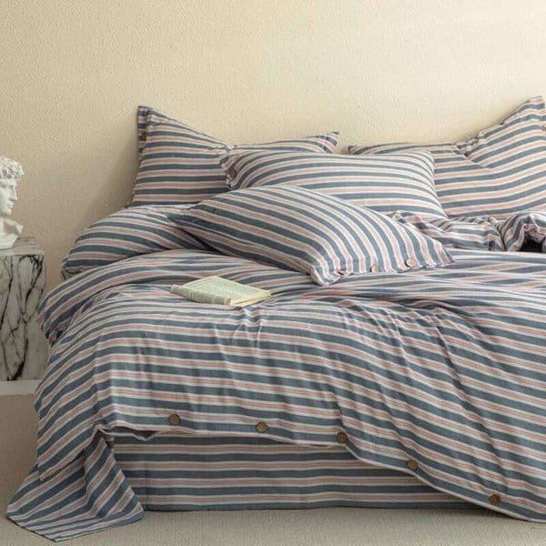 Stripe Style Bedsheet Set Skin-friendly Bedding Girls Boys Room Bedclothes Single/Double/Queen Size Bed Linen Sets H260312