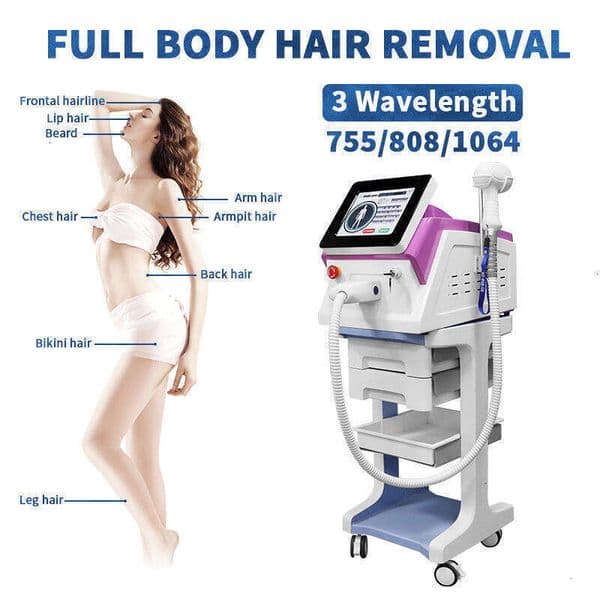 Portable 808 Diode Hair Removal Machine Ice Titanium 3000W 3 Wavelength Permanent Painless Physical Underarm Hair Fast Removal Care Depilation Equipment