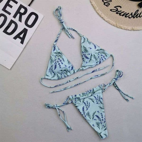 Fashion Print Bikini Thong String Sexy Triangle Swimsuit Split Vintage Swimwear Trend Women Micro Beach Bathing Suit Bikinis Set J260312