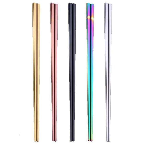 Gold Stainless Steel Personalize Chopstick Wed B2