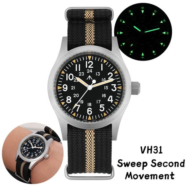 Militado ML05 Vintage Watch VH31 Sweep Second Movement Domed Sapphire Crystal With High Clear AR Coating Luminous 38mm Watches 260304