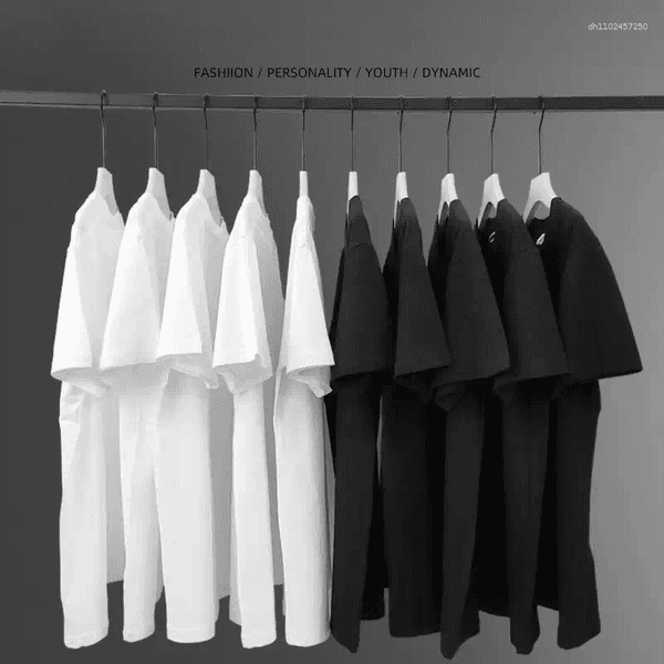 Men's T Shirts 200gsm Heavy Oversized Plain T-Shirt For Men Summer HighQualtity Short Sleeve Tee Cotton Solid Color Trendy Casual White Top