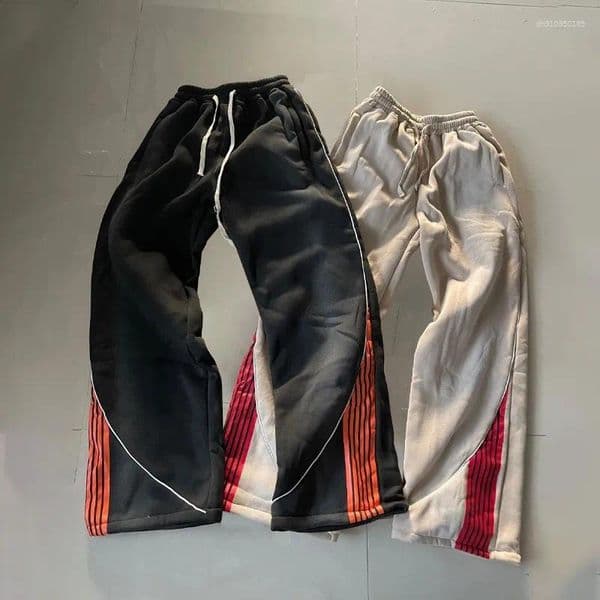 Men's Pants Y2k Fashion Stripes American Retro Hip Hop Men Women Jogger Drawstring Sweatpants Oversize Wide-leg Streetwear