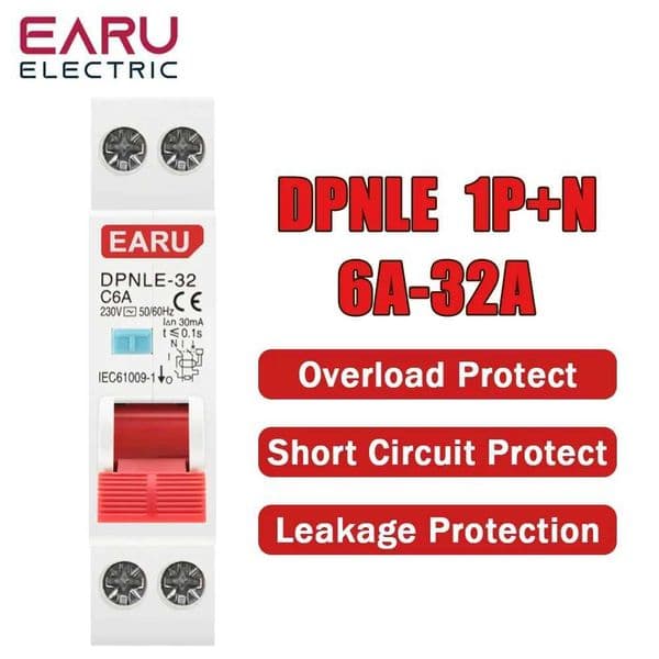 18MM RCBO 1PN AC 230V 50/60Hz 6KA Residual Current Differential Automatic Circuit Breaker With Over Current Leakage Protection X260313