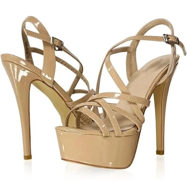 LOSLANDIFEN 14CM Platform High Heels Sandals Sexy Ankle Strap Open Toe Gladiator Party Dress Shoes Plus Size 44 260313