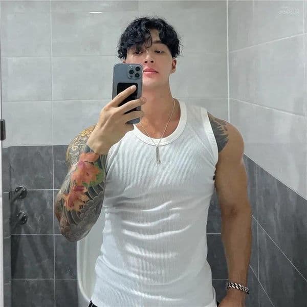 Men's T Shirts Vest Solid Color Breathable Quick Drying Elastic Sports Men Sleeveless Undershirt Fitness Training Running Tank Top