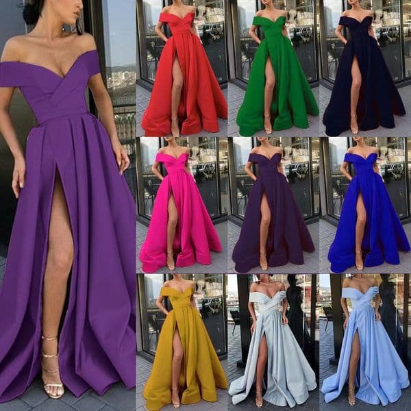 European and American Summer Cross-Border Women's Fashion New Sexy Elegant Satin Solid Color Deep V Bridesmaid Evening Dress
