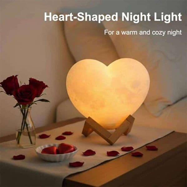 Night 16-Color USB Rechargeable LED Nightlight Heart Shaped Light with Stand and Remote Control for Valentine's Day 26L0313