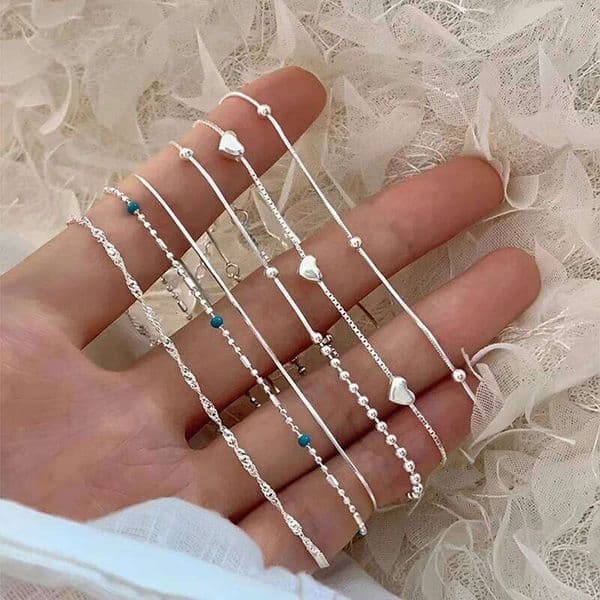 VENTFILLE 925 Sterling Silver Line Extremely fine Bracelet for Women Love Haert Bead Korean Ins Sweet Jewelry Gift Dropshipping Z260313