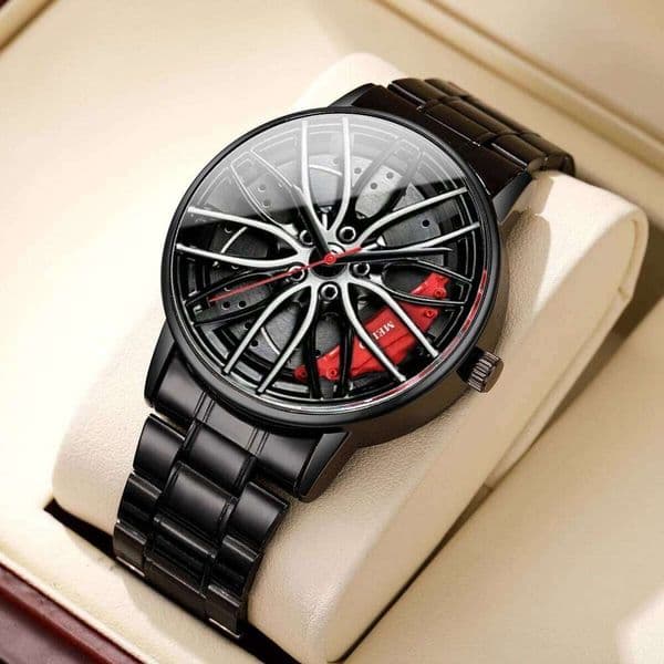 Fashion 3d Car Wheel Sports Watch Stainless Steel Band Men Business Watches Reloj HombreWithout Box
