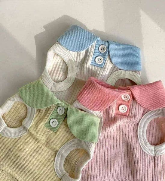 Summer T-shirt Breathable Thin Lapel Dog Vest for Small Medium Dogs Cats Casual Pet Clothes Chihuahua Bichon Teddy Costume 26W0314
