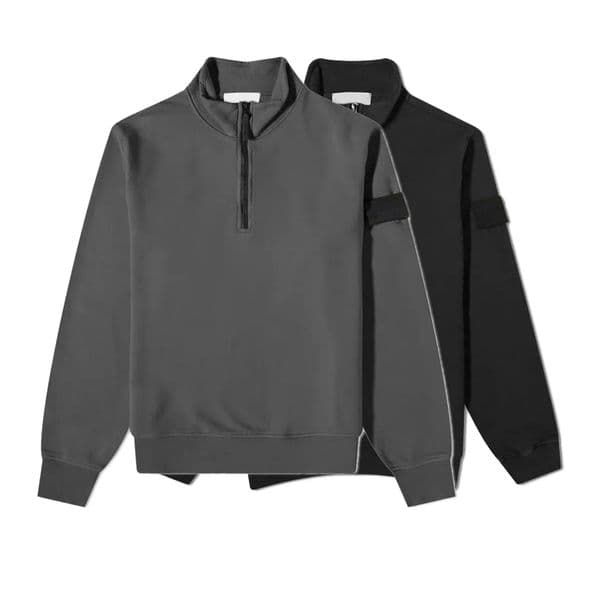 Designer Sweaters Embroidered Badge Armband Half Zip Mens hoodie pullover Thick terry cotton High Version Long Sleeve
