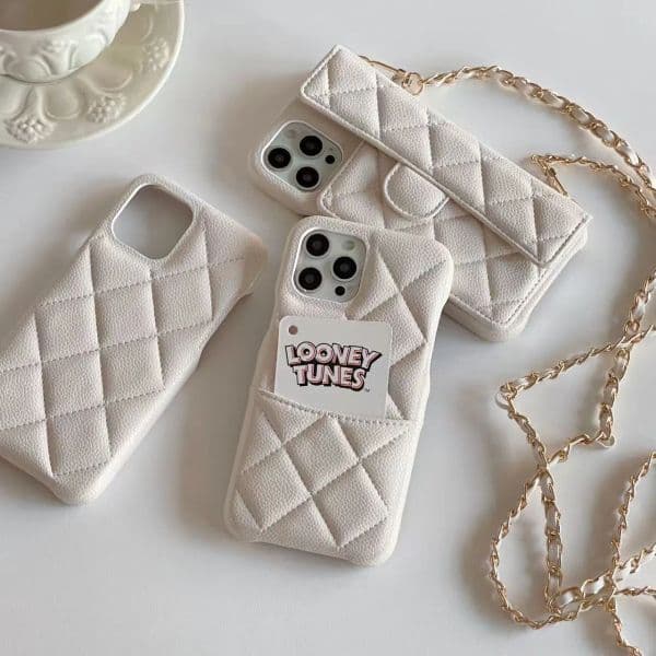 phone case suitable for iPhone17 Promax i16 Promax i15 i14 i13lanyard phone case fashionable luxury phone protective case mesh leather Z260522