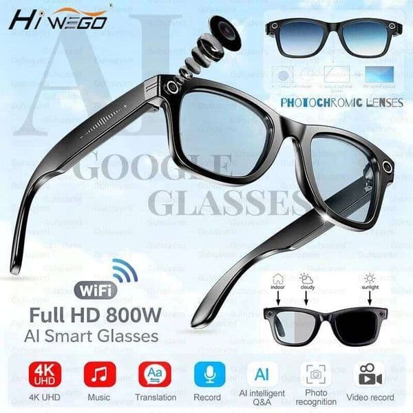 2025 NEW 800W Pixel UHD Camera Smart Glasses Video Recording AI Photo Recognition Answer Translation Bluetooth Call Sunglasses