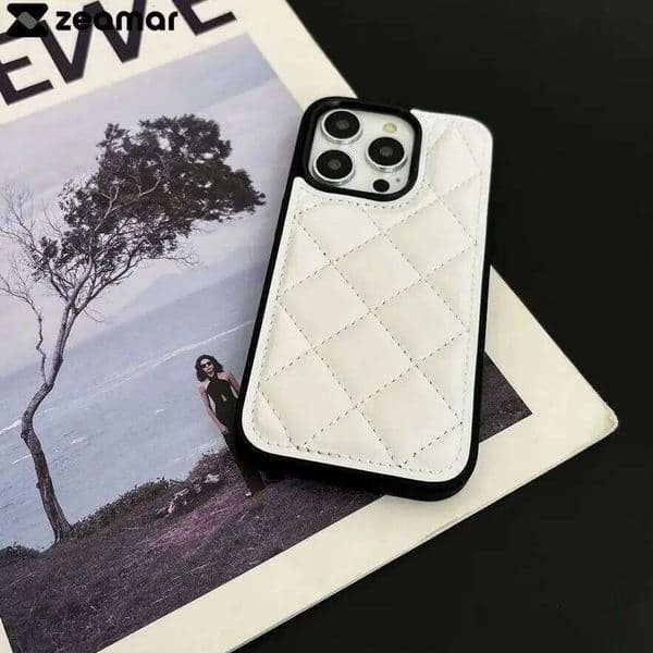 3D Rhombus Leather Case For iPhone 16 15 14 Plus 13 12 11 Pro Max Simple Puffer Candy Bumper Shockproof Cover 26L0314