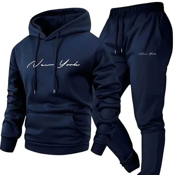 New York Themed Mens Soft Hooded Sweatshirt and Sweatpants Set Comfortable Athletic Wear for All Seasons tracksuit clothes Z260314