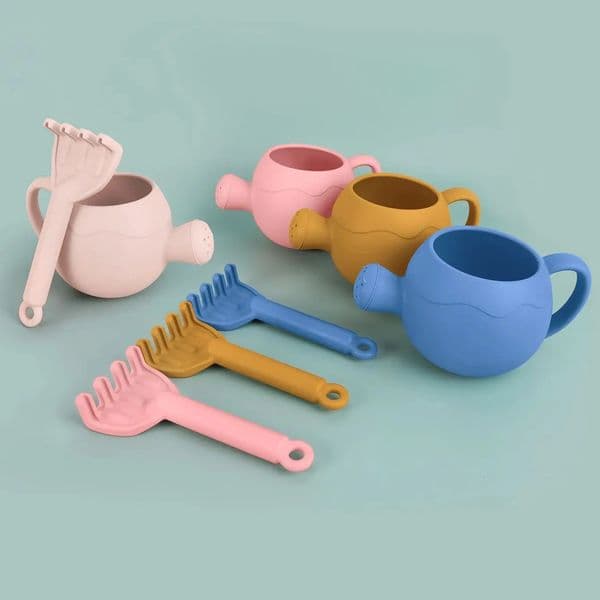 Baby Beach Toys Children Outdoor Games Sand Play Set Infants Digging Sand Silicone Rake Watering Pot Play Beach Toys for Kids 260312