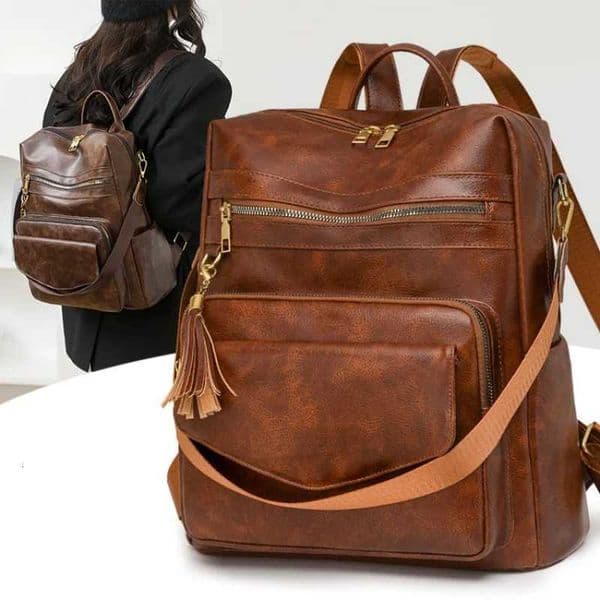 PU Leather Backpack For Women Large Capacity College School Student Bookbag Vintage Womens Shop Bag Waterproof Female Bagpack H260314