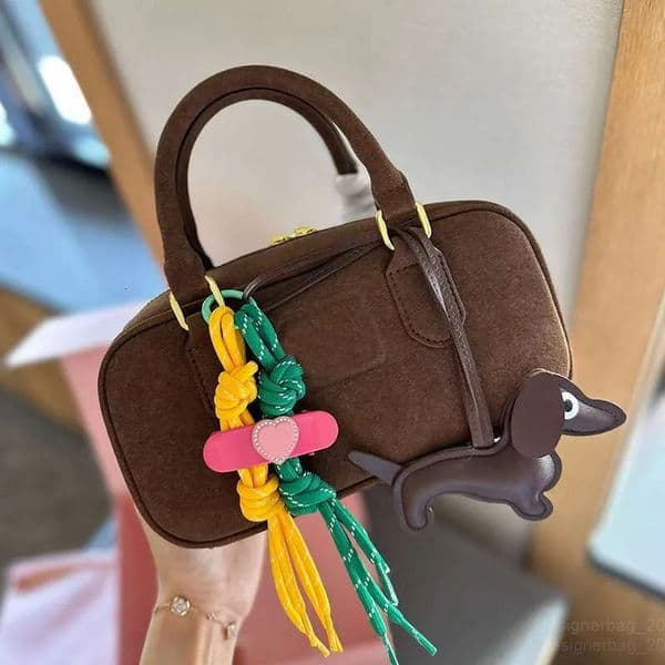 Luxury Womens Tote Bags Designer Handbags Brown Maillard Fashion Leather Suede Luxury Ladies Bowling Totes -12 Crossbody Bag DEG2502276