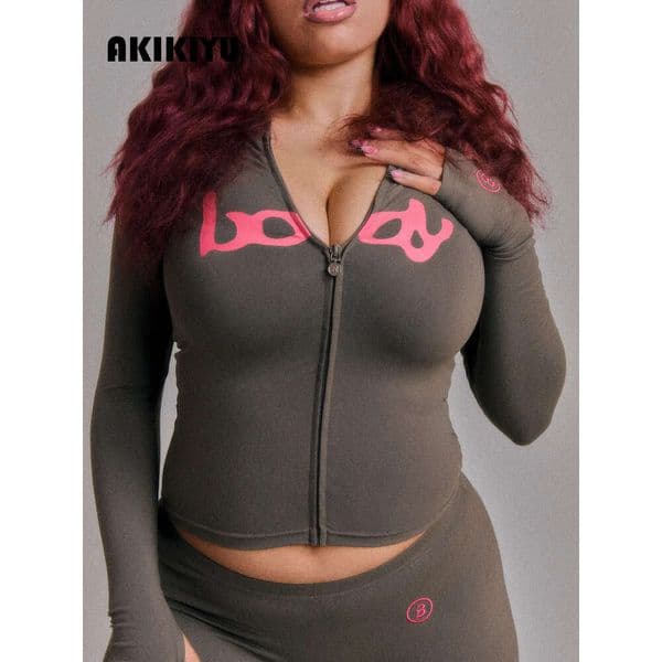 Snatched Body Womens Casual Short Sports Workout Set With Zip-Up Jacket Leggings Elastic Quick-Drying Breathable Gym Tracksuits B7 AKIKIYU