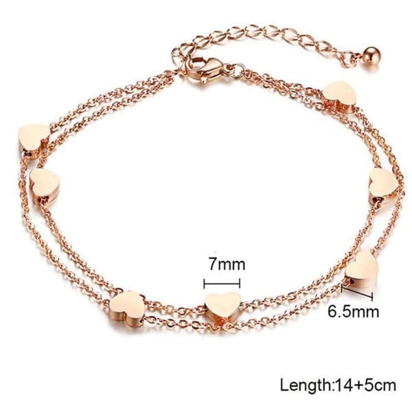 Fashionable, individual trendy heart-shaped perforated stainless titanium steel bracelet and anklets Z260313