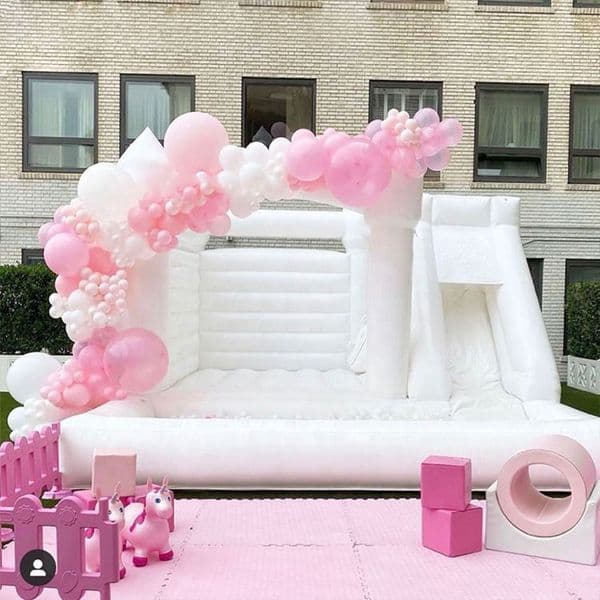 Free Shipping Inflatable Pink Bouncer Castle w/Slide & Ball Pit Ideal for Weddings & Parties