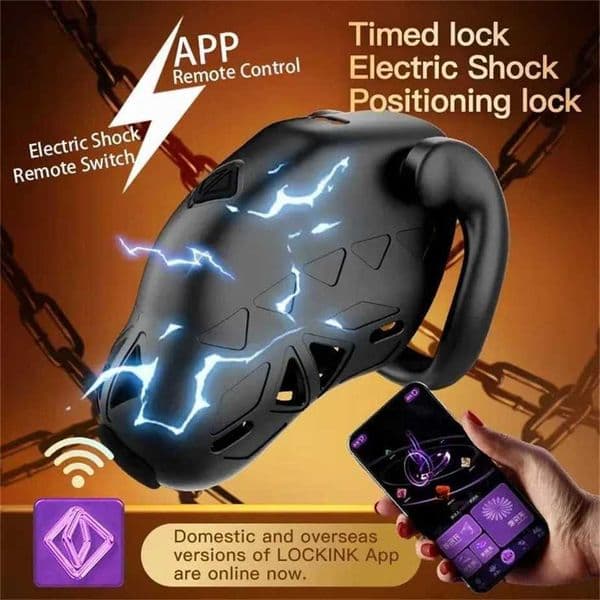 BUYBOOS APP Remote Control Electric Shock Chastity Cage Electric Shock CB Cock Cage BDSM Urethral Penis Lock with Urethral Plug 81Ha
