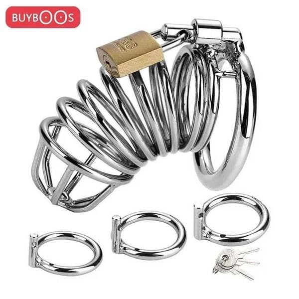 BUYBOOS Chastity Cage BDSM Male Cock Cage Stainless Steel Metal Urethral Penis Lock Fetish Bondage Gear Adult Sex Toy 1P8a