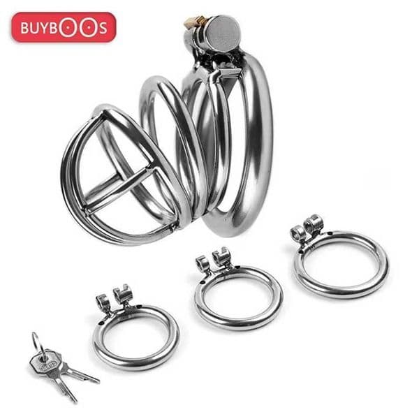 BUYBOOS Cock Cage Male Chastity Cage Metal Chastity Device Penis Urethra Lock Steel Restriction CB Chastity Cage Adult Sex Toys 1P8a